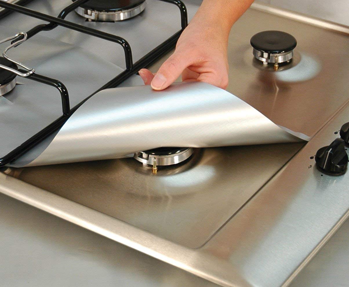 Set 4 Folii Detasabile de Protectie pentru Aragaz, Usor de Spalat, din Teflon