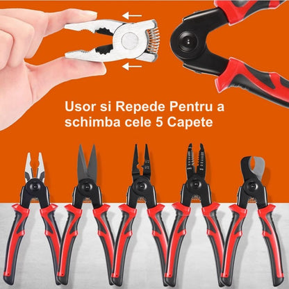 Set Multifuncțional 5 în 1 SJP-8029 – Patent, Dezizolat, Clește, Sertizat, Foarfecă
