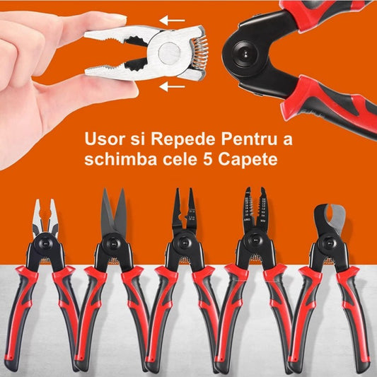 Set Multifuncțional 5 în 1 SJP-8029 – Patent, Dezizolat, Clește, Sertizat, Foarfecă