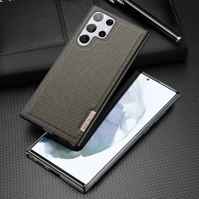 Dux Ducis Fino Case - Nylon pentru Samsung Galaxy S22 Ultra - Negru