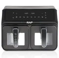 Friteuză Dubla Digitală cu Aer Cald, 2 Coșuri cu Geam, 9L, 2200W, 9 Programe, Touch Screen