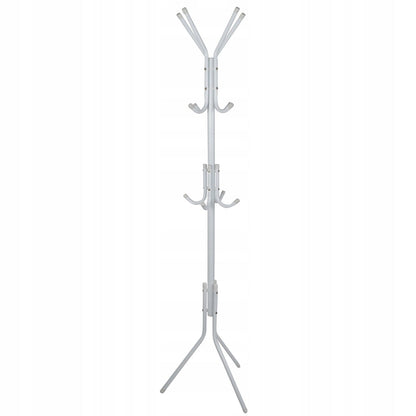Cuier cu 12 Cârlige – Metal Alb, 42x42x175 cm