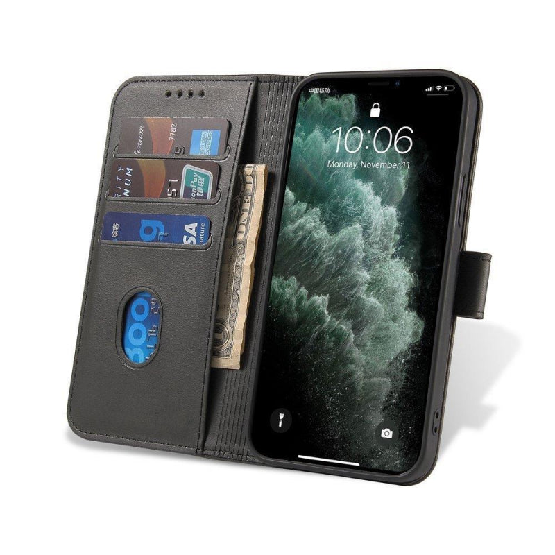 Husă Flip din Piele Ecologică cu Magnet pentru Oppo A53/A53s - Neagră
