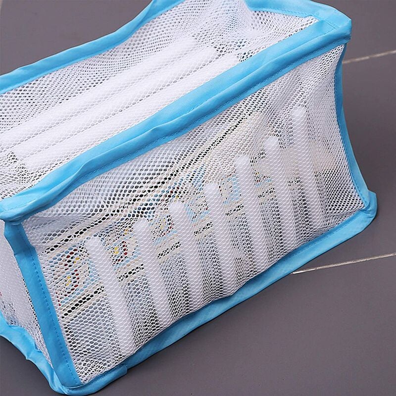 Sac pentru Spălat Încălțăminte, Poliester, Alb-Albastru, 33x19x15 cm