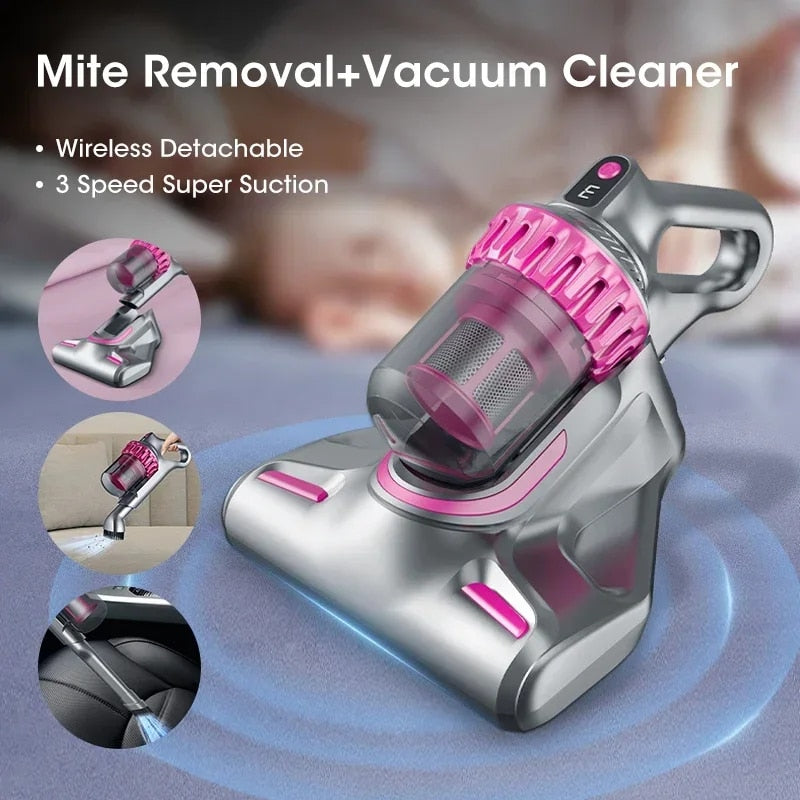 Aspirator de Pat Anti-Acarieni Wireless - Igienizare Profundă, 10000Pa, 8000 Vibratii pe Minut