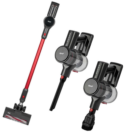 Aspirator Vertical de Mână RAF R.8675 - 120W, WIRELESS, cu Acumulator, 2200 mAh, 4 Accesorii, Filtru HEPA