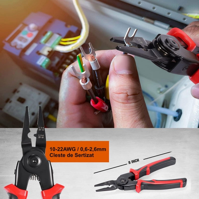 Set Multifuncțional 5 în 1 SJP-8029 – Patent, Dezizolat, Clește, Sertizat, Foarfecă