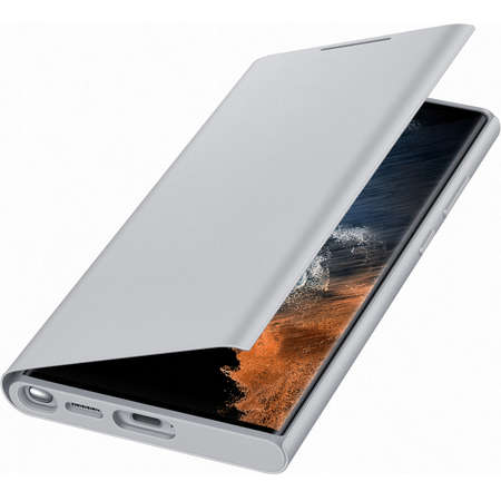 Husa Samsung Smart LED View Cover pentru Galaxy S22 Ultra - Gri Deschis