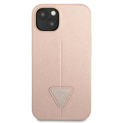 Husă Guess Saffiano Triangle Logo pentru iPhone 13 Mini (5.4"), Roz