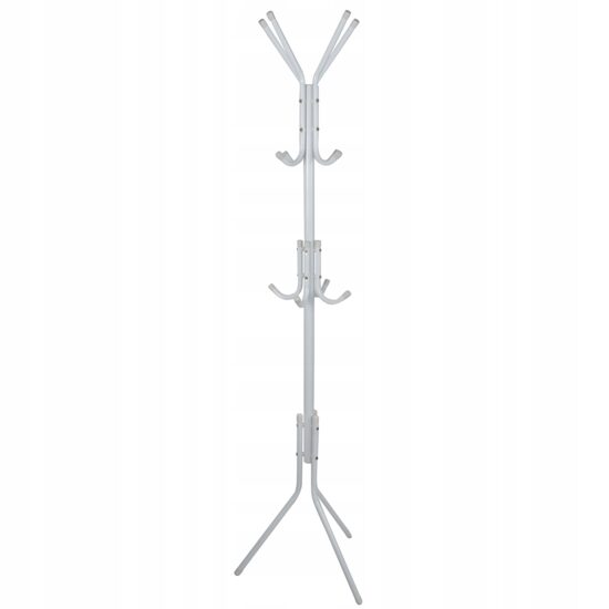 Cuier cu 12 Cârlige – Metal Alb, 42x42x175 cm