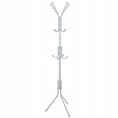 Cuier cu 12 Cârlige – Metal Alb, 42x42x175 cm