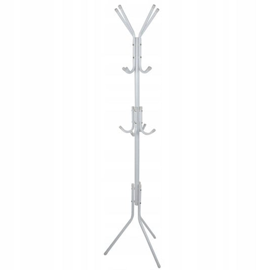 Cuier cu 12 Cârlige – Metal Alb, 42x42x175 cm