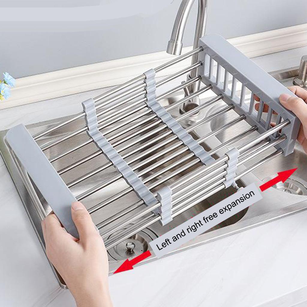 Suport de scurgere extensibil pentru vase peste chiuveta, organizator pe blat
