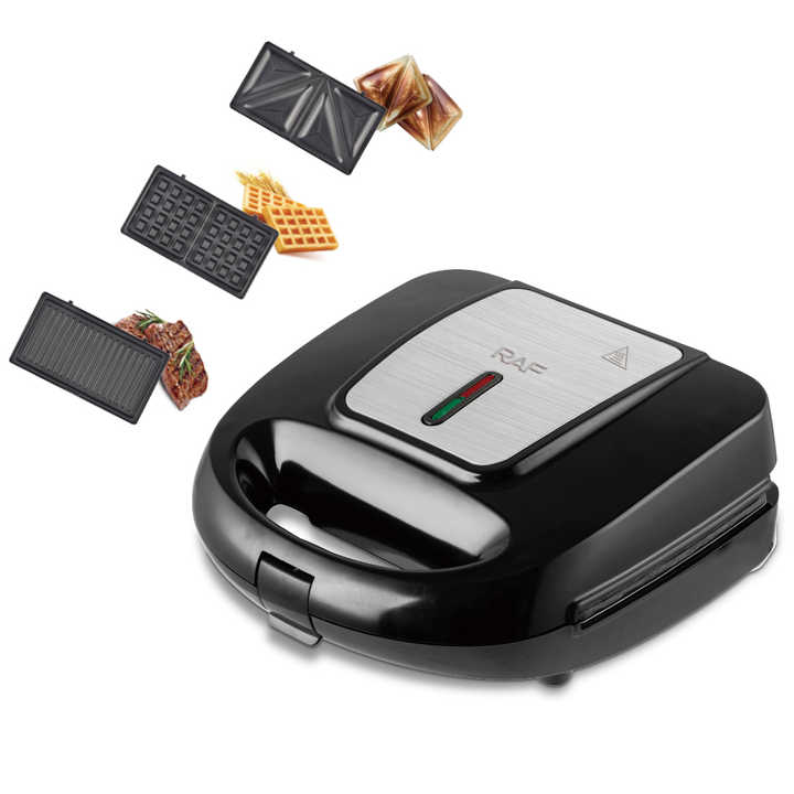 Sandwich Maker Multifuncțional RAF R.594R, 3 în 1, cu Plăci Interschimbabile