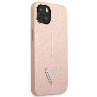 Husă Guess Saffiano Triangle Logo pentru iPhone 13 Mini (5.4"), Roz