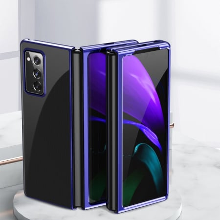 Husă iCarer din plastic Electroplating pentru Samsung Galaxy Z Fold 2 5G - albastră