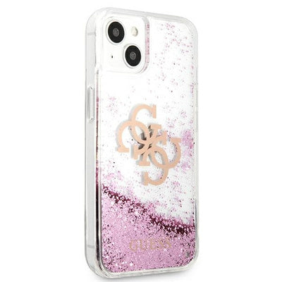 Husă Guess 4G Big Liquid Glitter pentru iPhone 13 Mini (5.4"), Roz
