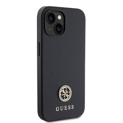 Husă Guess Hardcase pentru iPhone 15 Plus 6.7" - Black/Black, Colecția Strass Metal Logo