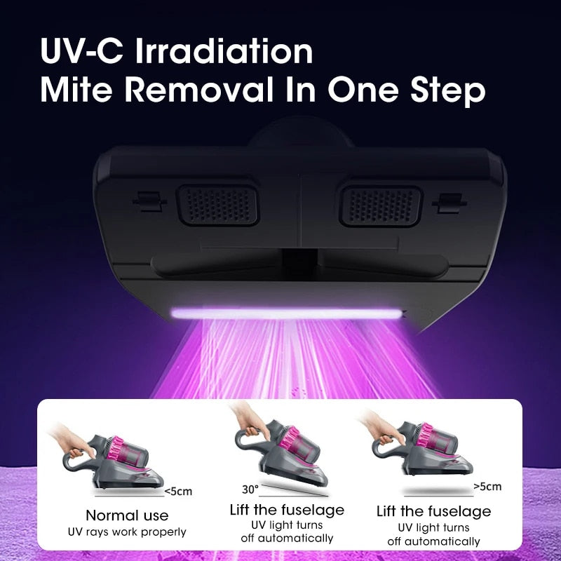 Aspirator de Pat Anti-Acarieni Wireless - Igienizare Profundă, 10000Pa, 8000 Vibratii pe Minut