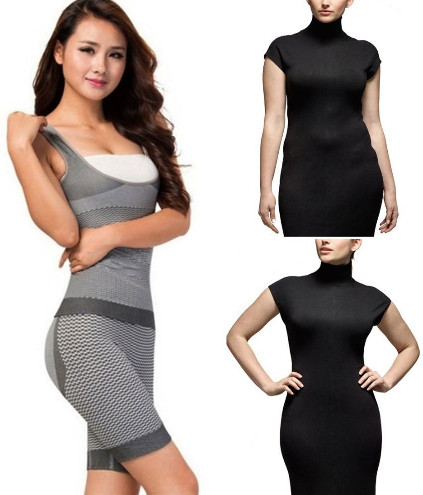 Lenjerie modelatoare din bambus cu cărbune activ – Slim Body - pantaloni scurti si maiou - XXL - XXXL