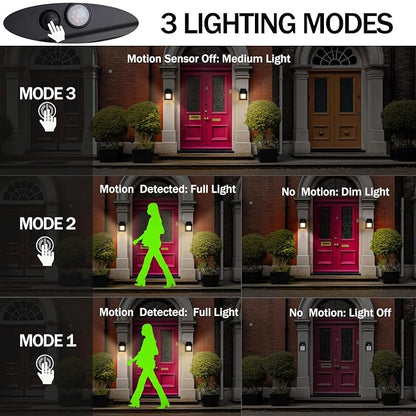 Set 4 x Lampa Solara de Perete în Formă de Felinar, cu Senzor de Mișcare, 18W