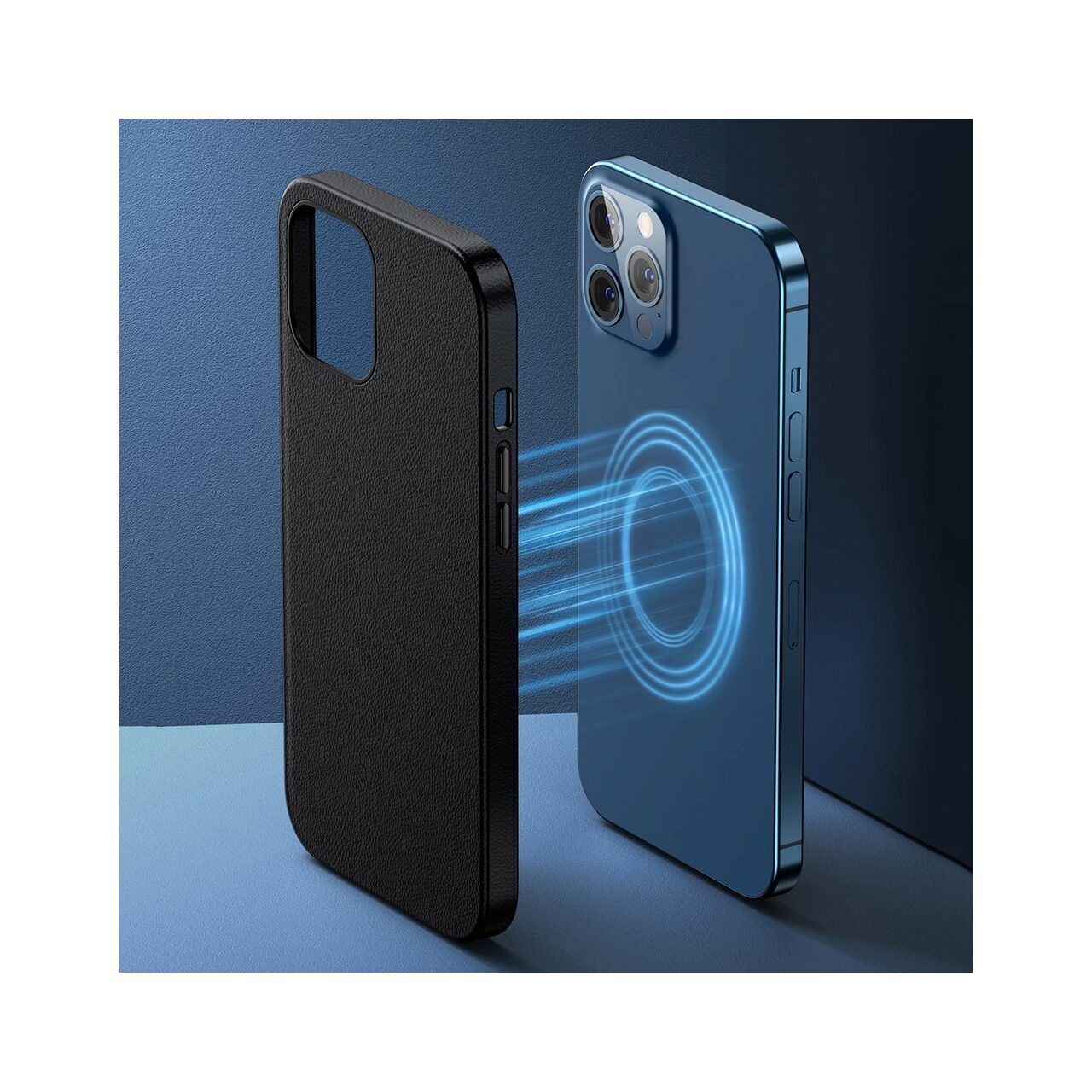 Husa din Piele Eco Baseus Magnetic pentru iPhone 12 Mini 5.4" - Negru