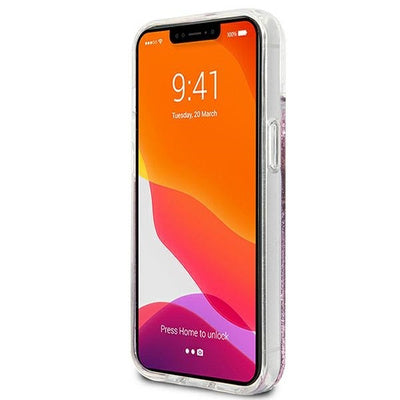 Husă Guess 4G Big Liquid Glitter pentru iPhone 13 Mini (5.4"), Roz