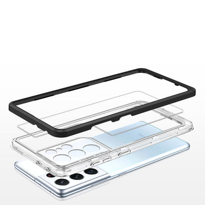 Husa Clear 3in1 pentru Samsung Galaxy S23 Ultra, Silicone cu Cadru Negru