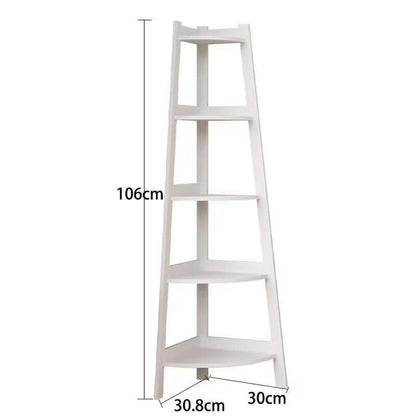 Raft de colț din PVC cu 5 etajere, pentru cameră, baie sau bucătărie - 106x30x30 cm, Alb