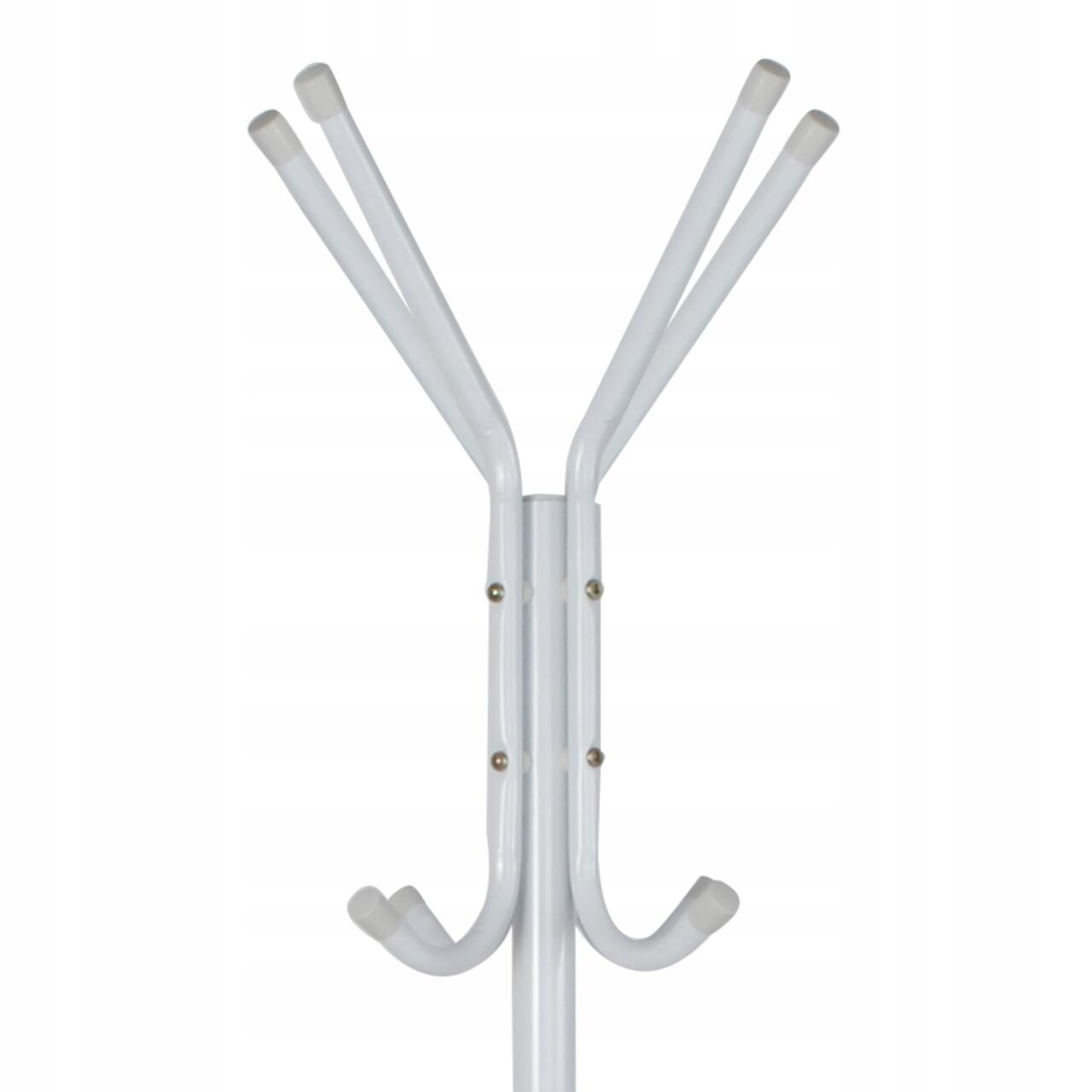 Cuier cu 12 Cârlige – Metal Alb, 42x42x175 cm