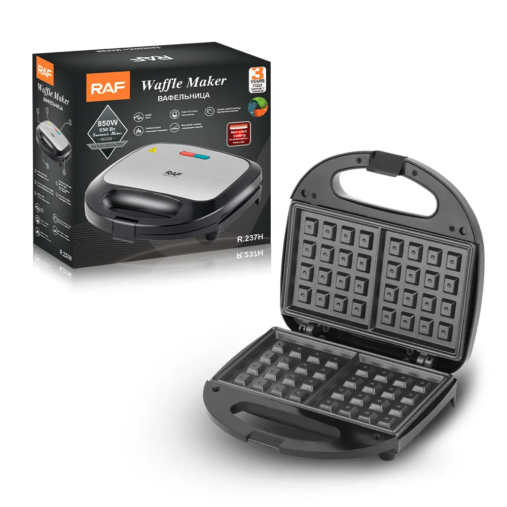 Aparat Electric pentru Gofre și Vafe cu Indicator Luminos, Placă Dublă de Încălzire, 750W