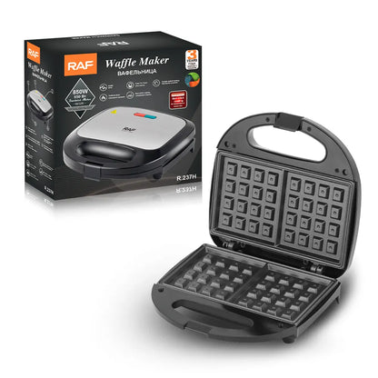 Aparat Electric pentru Gofre și Vafe cu Indicator Luminos, Placă Dublă de Încălzire, 750W