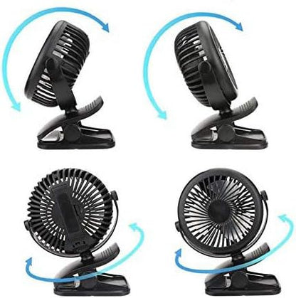Mini Ventilator USB cu Acumulator și Clips, 3 Viteze, 18cm