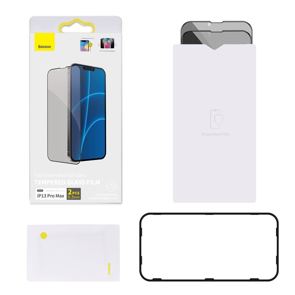 Baseus Protecție Ecran din Sticlă Privacy (2 Pack) pentru iPhone 13 Pro Max