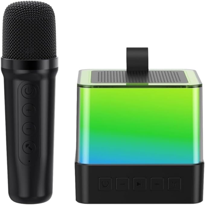 Mini Mașină de Karaoke pentru Copii și Adulți: 5 Lumini Ambientale și Schimbare Voce