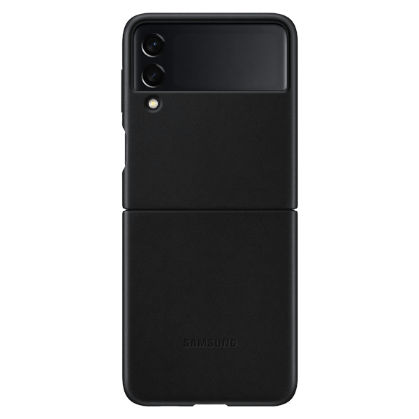 Husă originală din piele Samsung Leather Cover pentru Galaxy Z Flip3 - neagră