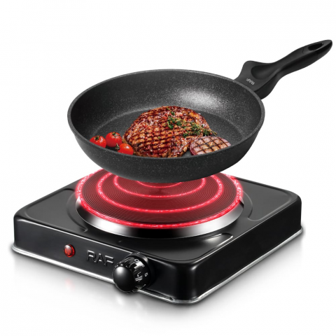 Plită Electrică Ceramică, RAF R.8010AB, 1000W, Control Temperatură și Protecție la Supraîncălzire