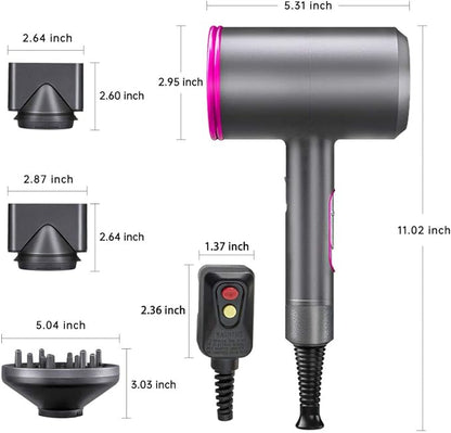 Uscător de Păr Ionic - Alternativa Accesibilă la Dyson Supersonic, 1800W, Compact și Ușor
