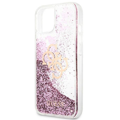 Husă Guess 4G Big Liquid Glitter pentru iPhone 13 Mini (5.4"), Roz