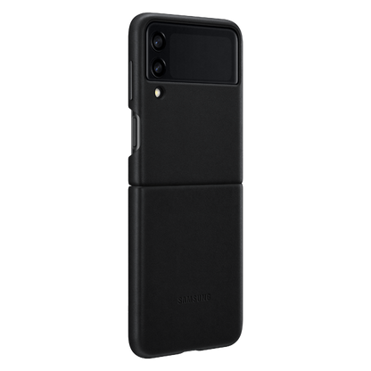 Husă originală din piele Samsung Leather Cover pentru Galaxy Z Flip3 - neagră
