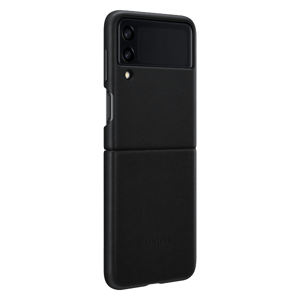 Husă originală din piele Samsung Leather Cover pentru Galaxy Z Flip3 - neagră