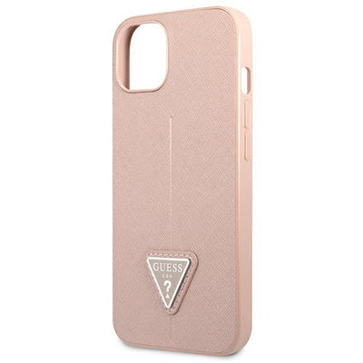Husă Guess Saffiano Triangle Logo pentru iPhone 13 Mini (5.4"), Roz
