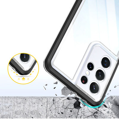 Husa Clear 3in1 pentru Samsung Galaxy S23 Ultra, Silicone cu Cadru Negru