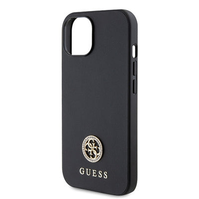 Husă Guess Hardcase pentru iPhone 15 Plus 6.7" - Black/Black, Colecția Strass Metal Logo