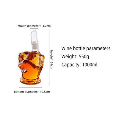 Set pentru Cognac și Whiskey - Sticlă-Decantor Mana cu 2 Pahare
