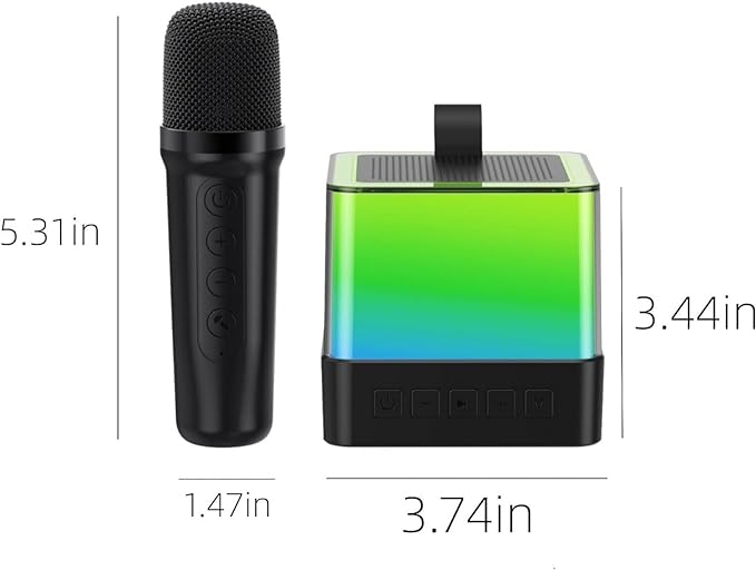 Mini Mașină de Karaoke pentru Copii și Adulți: 5 Lumini Ambientale și Schimbare Voce