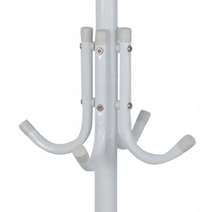 Cuier cu 12 Cârlige – Metal Alb, 42x42x175 cm