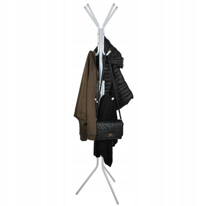 Cuier cu 12 Cârlige – Metal Alb, 42x42x175 cm
