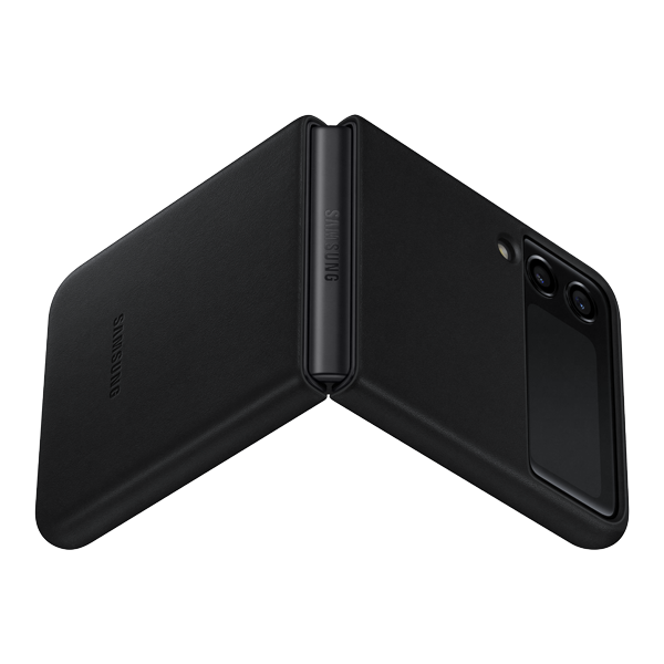 Husă originală din piele Samsung Leather Cover pentru Galaxy Z Flip3 - neagră