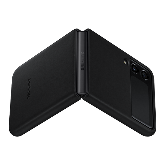 Husă originală din piele Samsung Leather Cover pentru Galaxy Z Flip3 - neagră